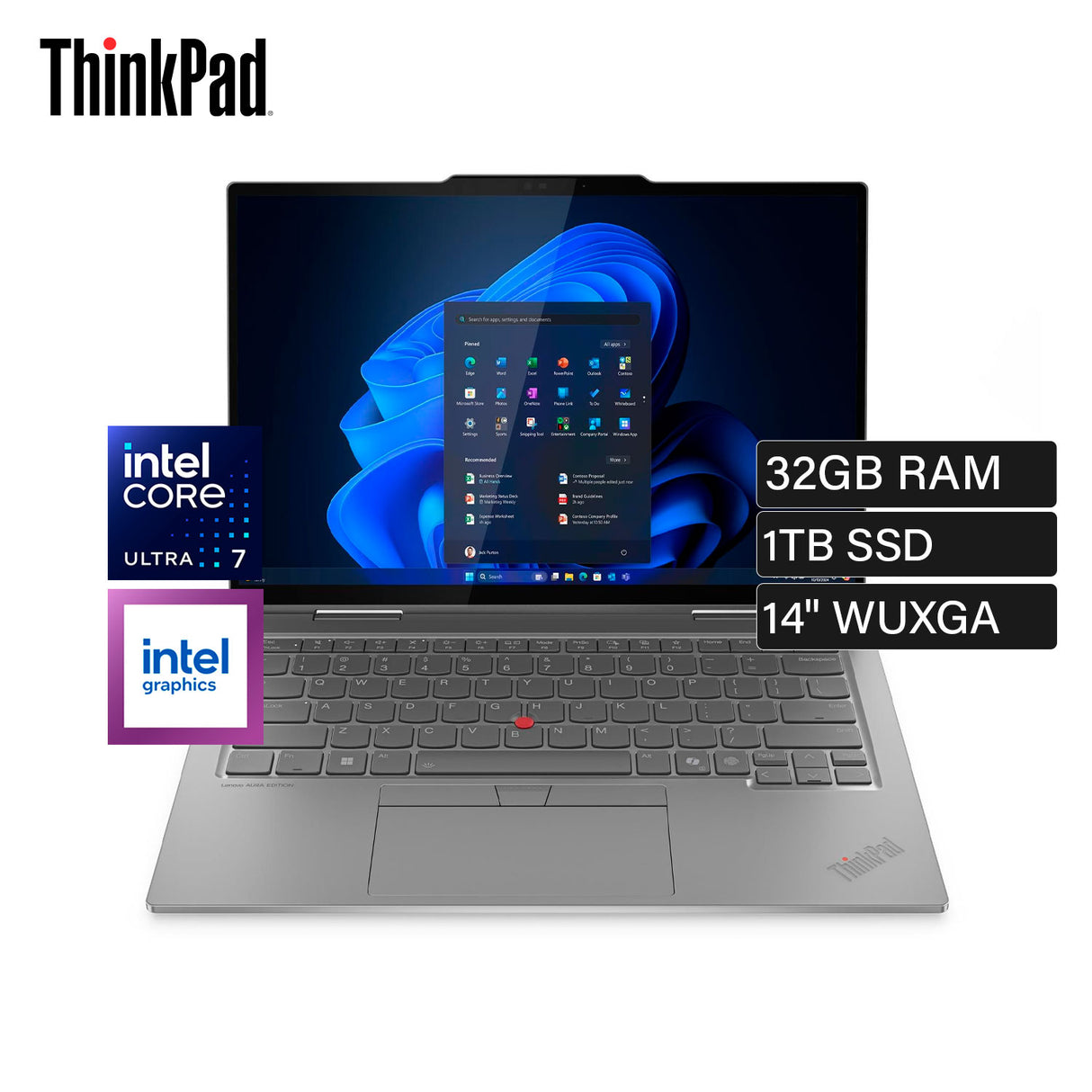 Laptop Lenovo ThinkPad X1 2-In-1 Gen 10 Aura Edition Intel Core Ultra 7 255U Ram 32GB Disco 1TB SSD 14" WUXGA Táctil Windows 11 Pro (21Q1000ELM)