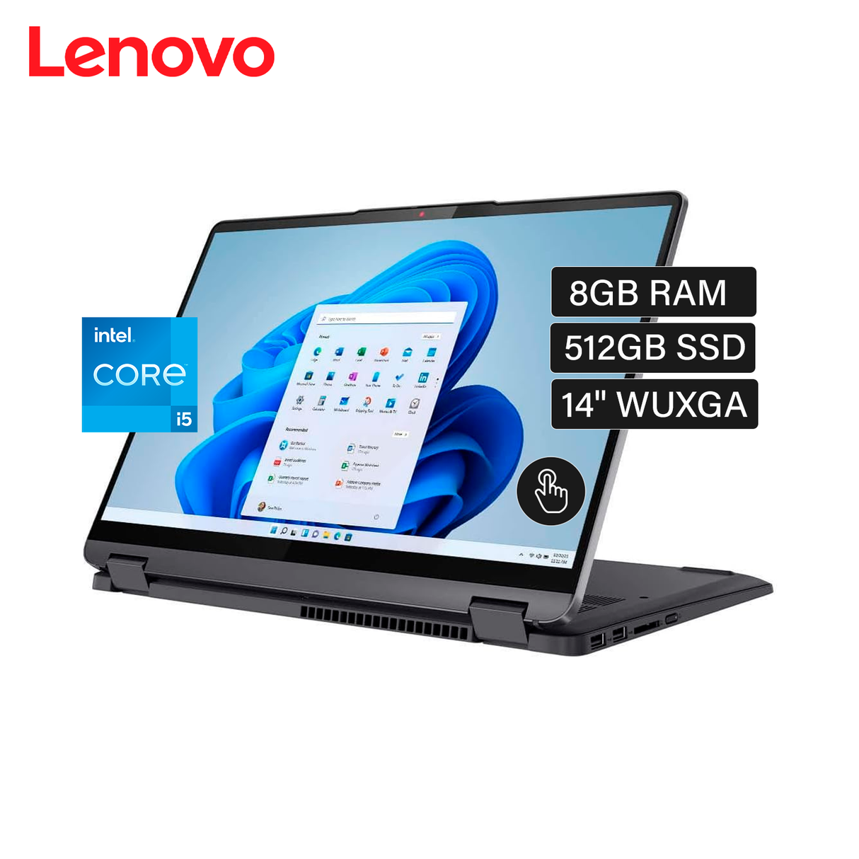 Laptop Lenovo Ideapad Flex 5 14IAU7 2 en 1 Intel Core i5 1235U RAM 8GB Disco 512GB SSD 14" WUXGA Táctil Windows 11