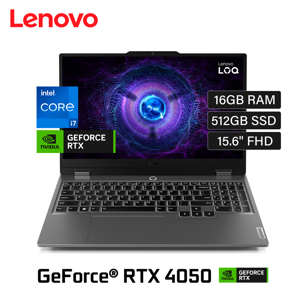 Laptop Lenovo LOQ 15IRH8 Intel Core i7 13650HX Ram 16GB Disco 512GB SSD Video Nvidia RTX 4050 6GB 15.6" FHD FreeDos (83DV00FKLM)
