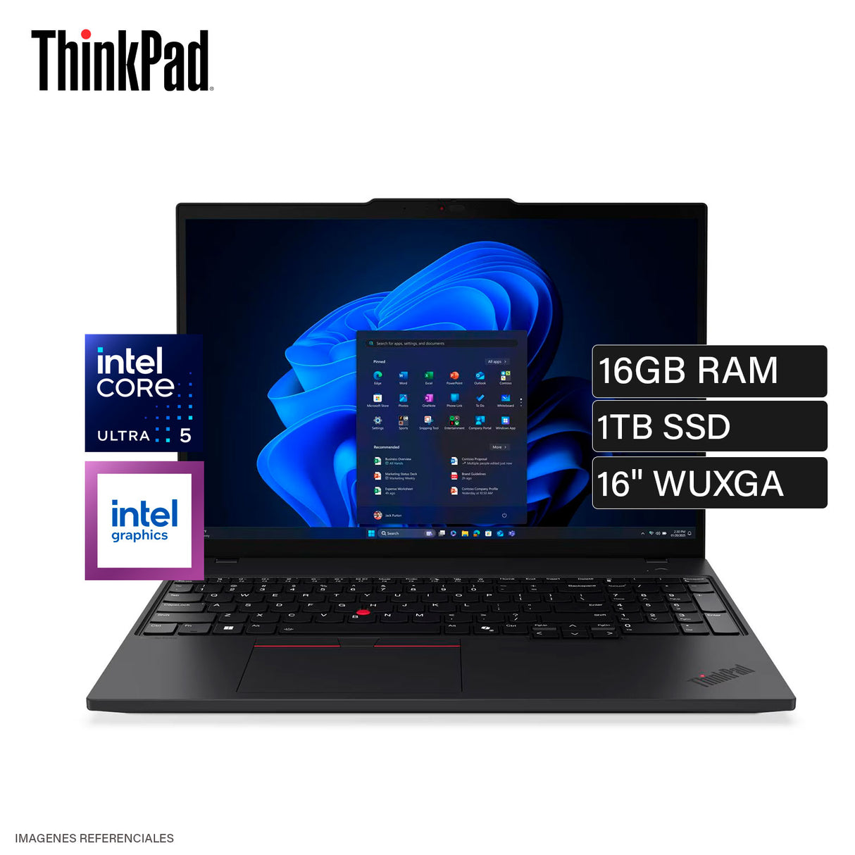 Laptop Lenovo ThinkPad T16 Gen 4 Intel Core Ultra 5 225U Ram 16GB Disco 1TB SSD 16" WUXGA Windows 11 Pro (21QF000WLM)