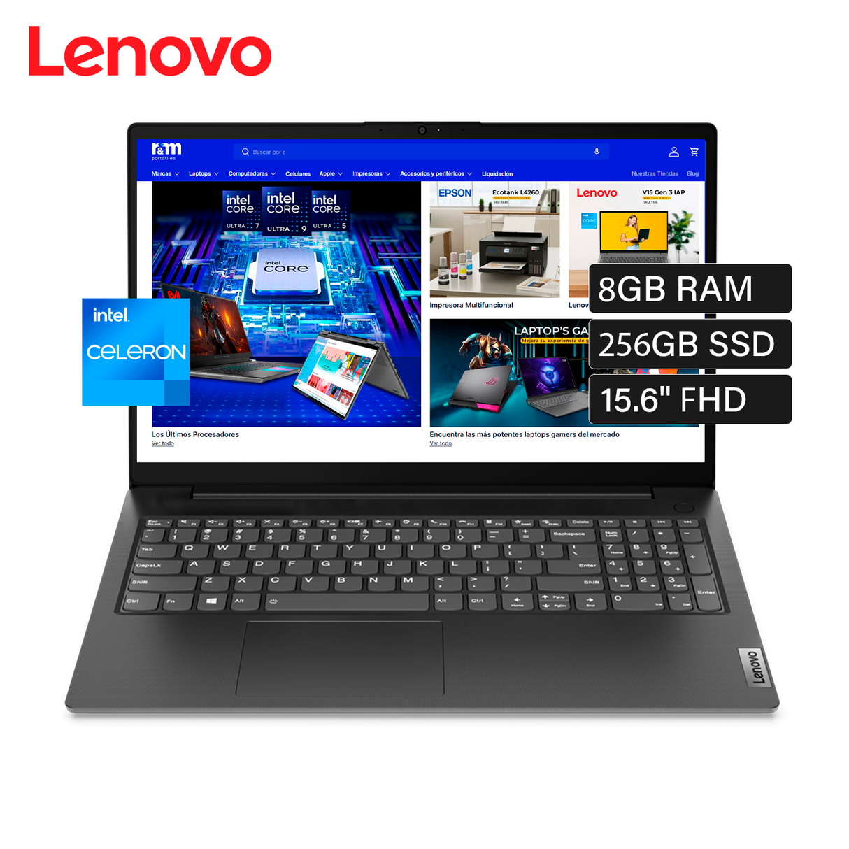Laptop Lenovo V15 G2 IJL Intel Celeron N4500 RAM 8GB Disco 256GB 15.6" FHD FreeDos (82QY00QALM)