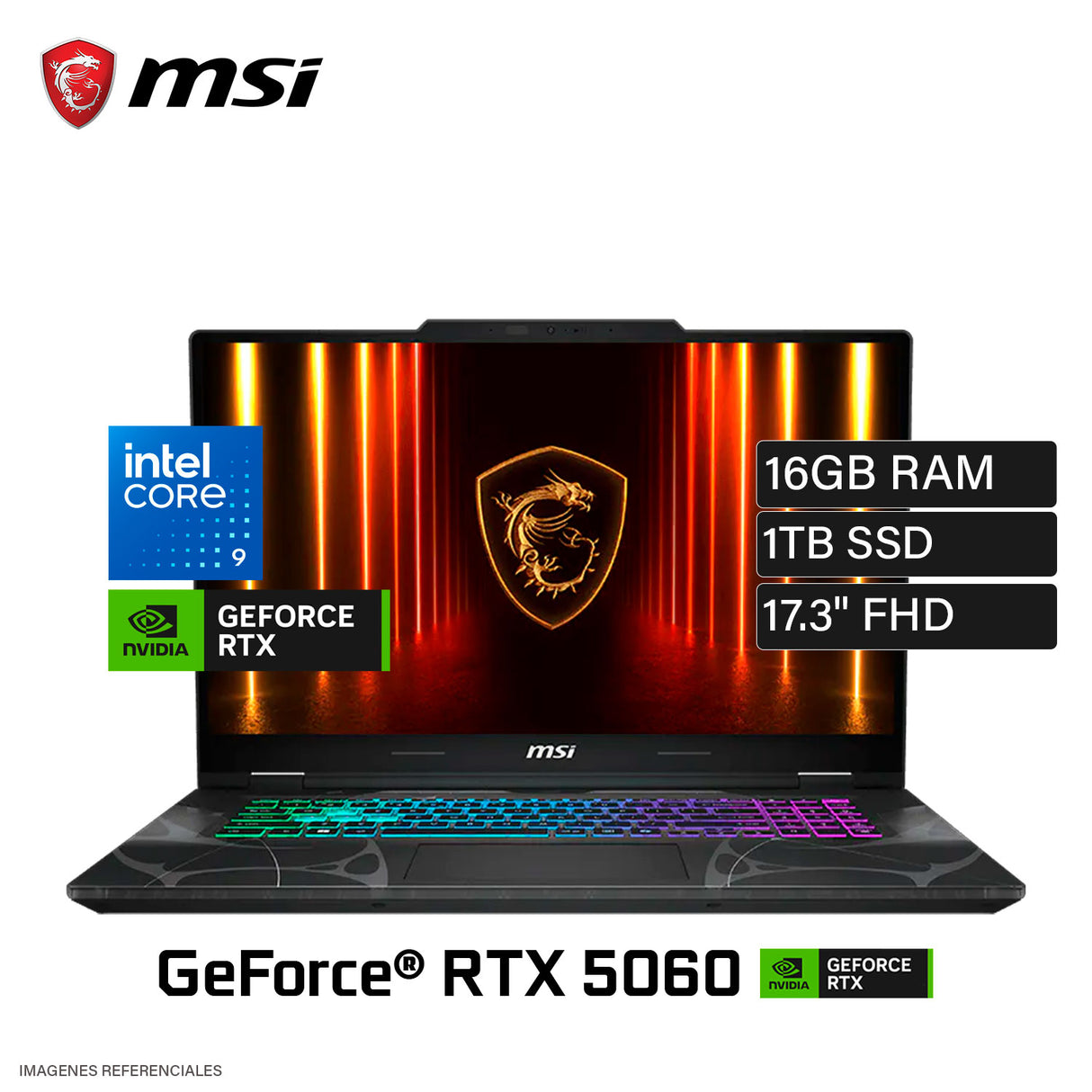 Laptop MSI Cyborg 17 B2RWFKG-067US Intel Core 9 270H Ram 16GB Disco 1TB SSD NVIDIA RTX 5060 8GB 17.3" FHD Windows 11