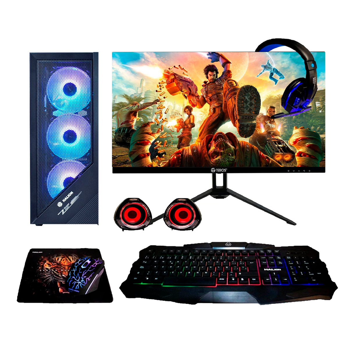 PC Escritorio Amd R7 5700G Ram 16GB Disco 1TB SSD Monitor Teros TE-2415S 24" FHD + Kit Racer HA-830C