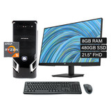 PC de Escritorio AMD Ryzen 5 Pro 4650G RAM 8GB Disco 480GB 2.5" SSD Monitor 21.5" + kit teclado y mouse