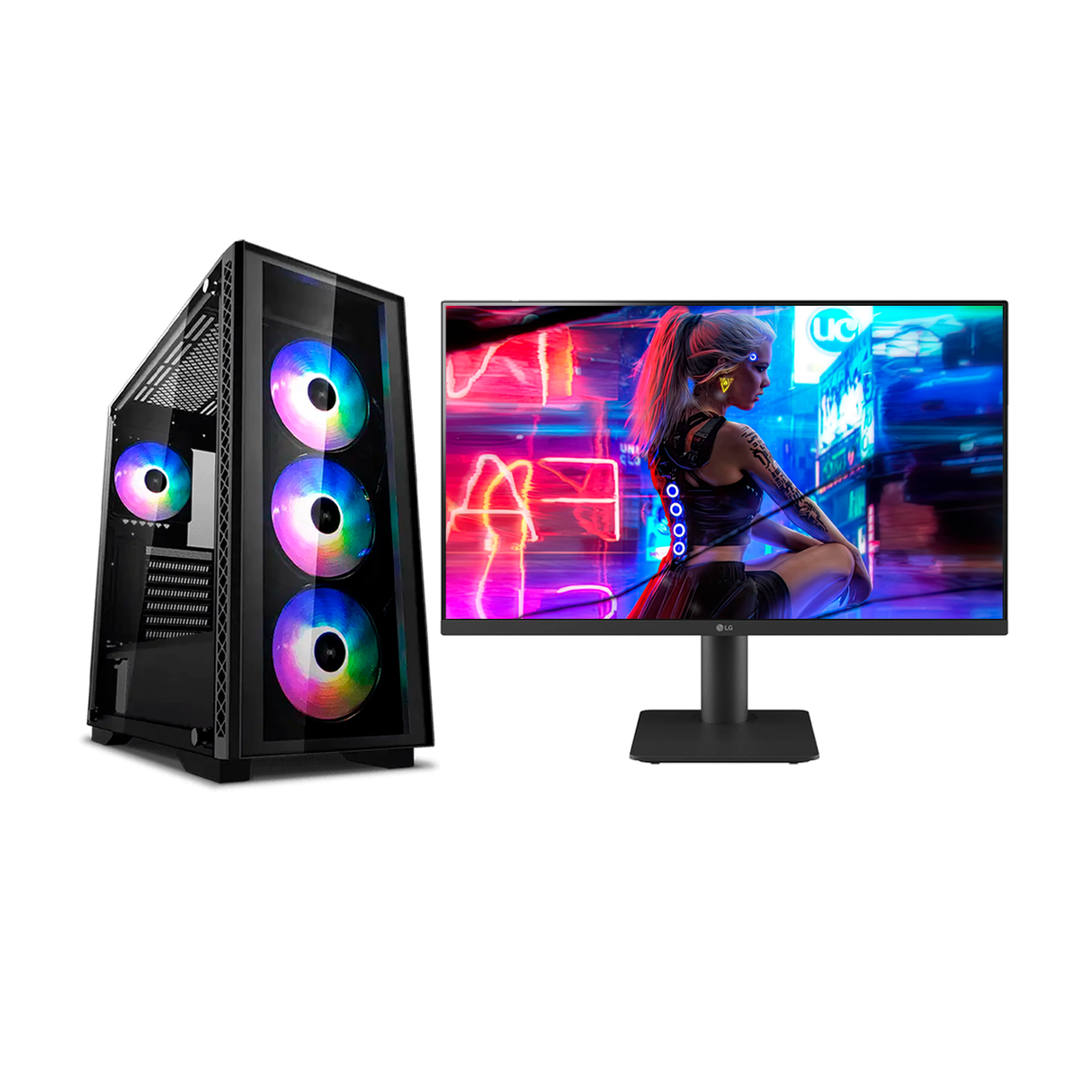 PC Escritorio Intel Ci7 13700F Ram 32GB Disco 2TB SSD Video RTX 3060 12GB Monitor LG 24MS500-B 23.8" FHD