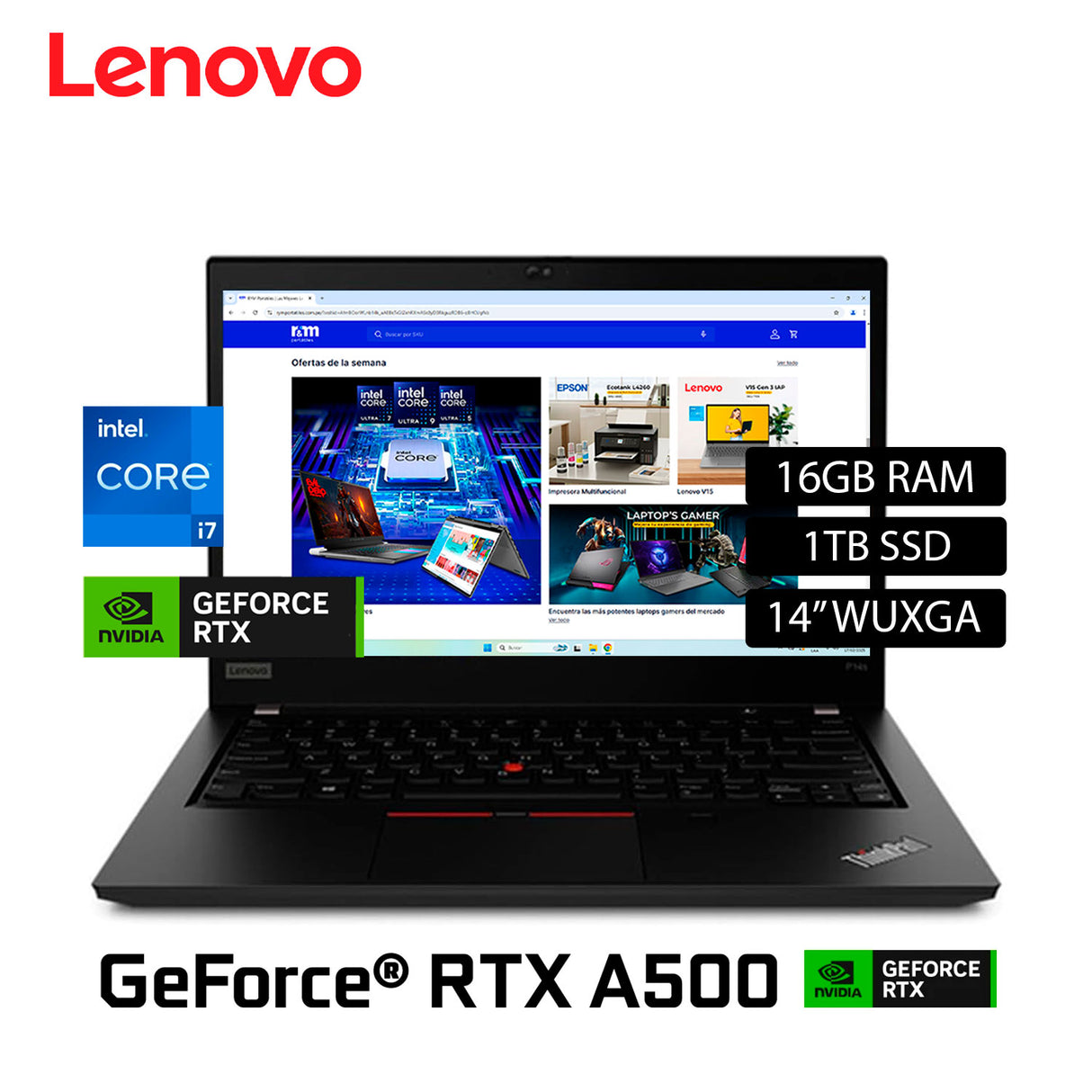 Laptop Lenovo THINKPAD P14S GEN 4 Intel core i7 1360p Ram 16GB Disco 1TB SSD Video RTX A500 4GB 14" WUXGA Windows 11 Pro OPEN BOX (21HG000YLM)