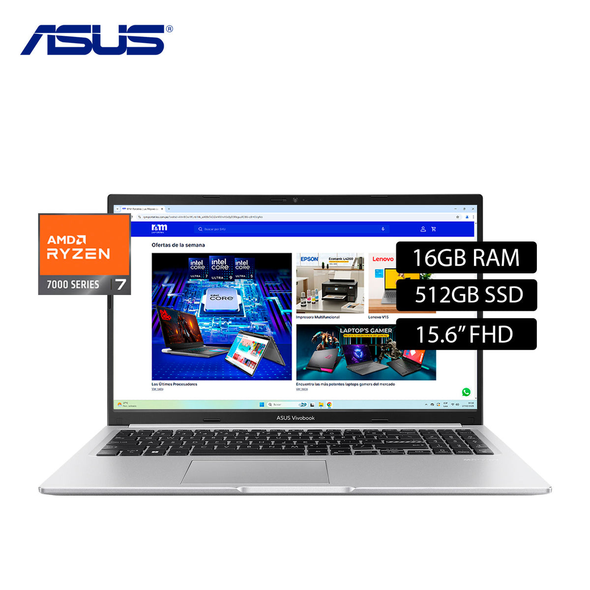 Laptop Asus VIVOBOOK 15 M1502YA-NJ107 Ryzen 7730U Ram 16GB Disco