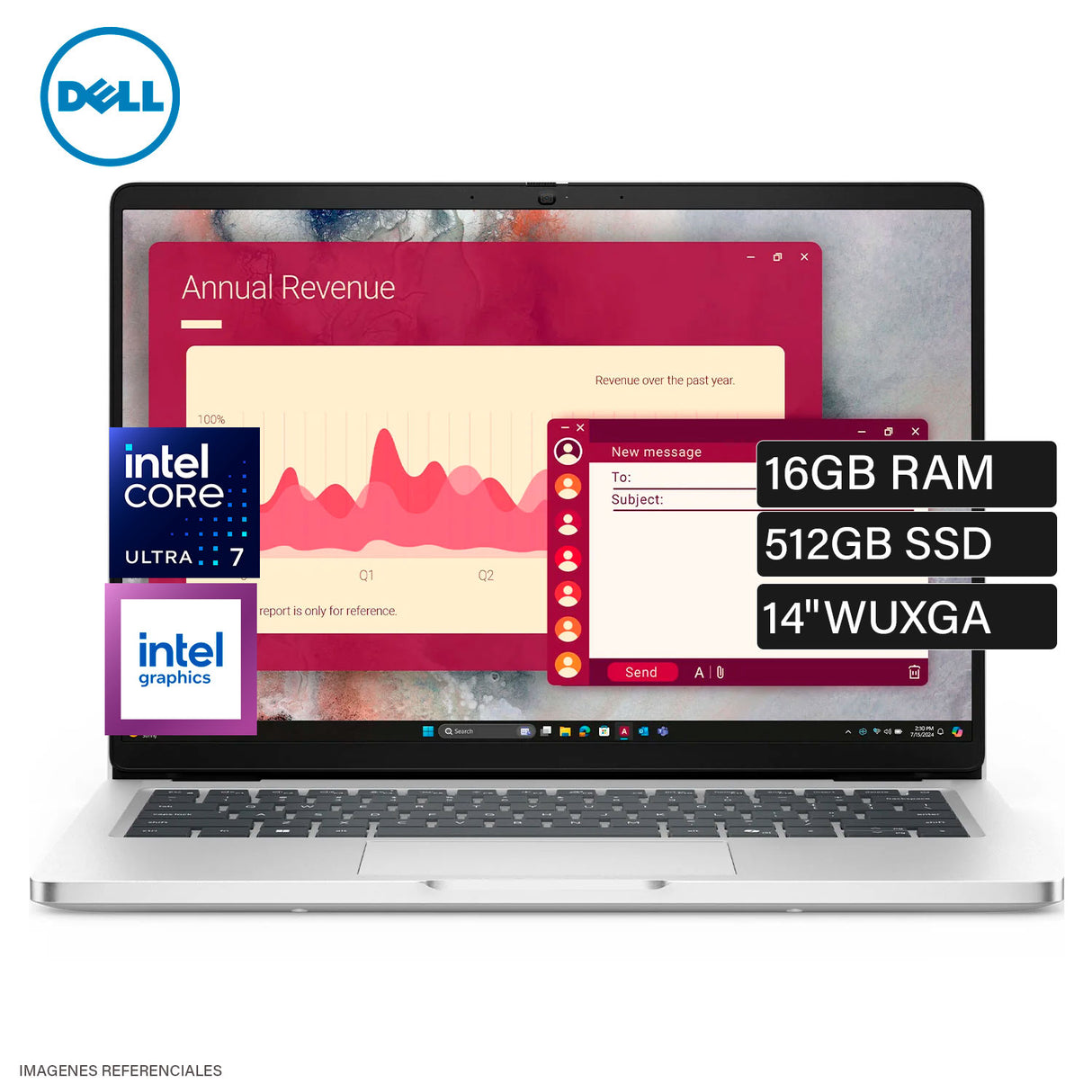 Laptop Dell Pro 14 PC14250 Intel Core Ultra 7 255U Ram 16Gb Disco 512Gb 14" Wuxga Windows 11 Pro