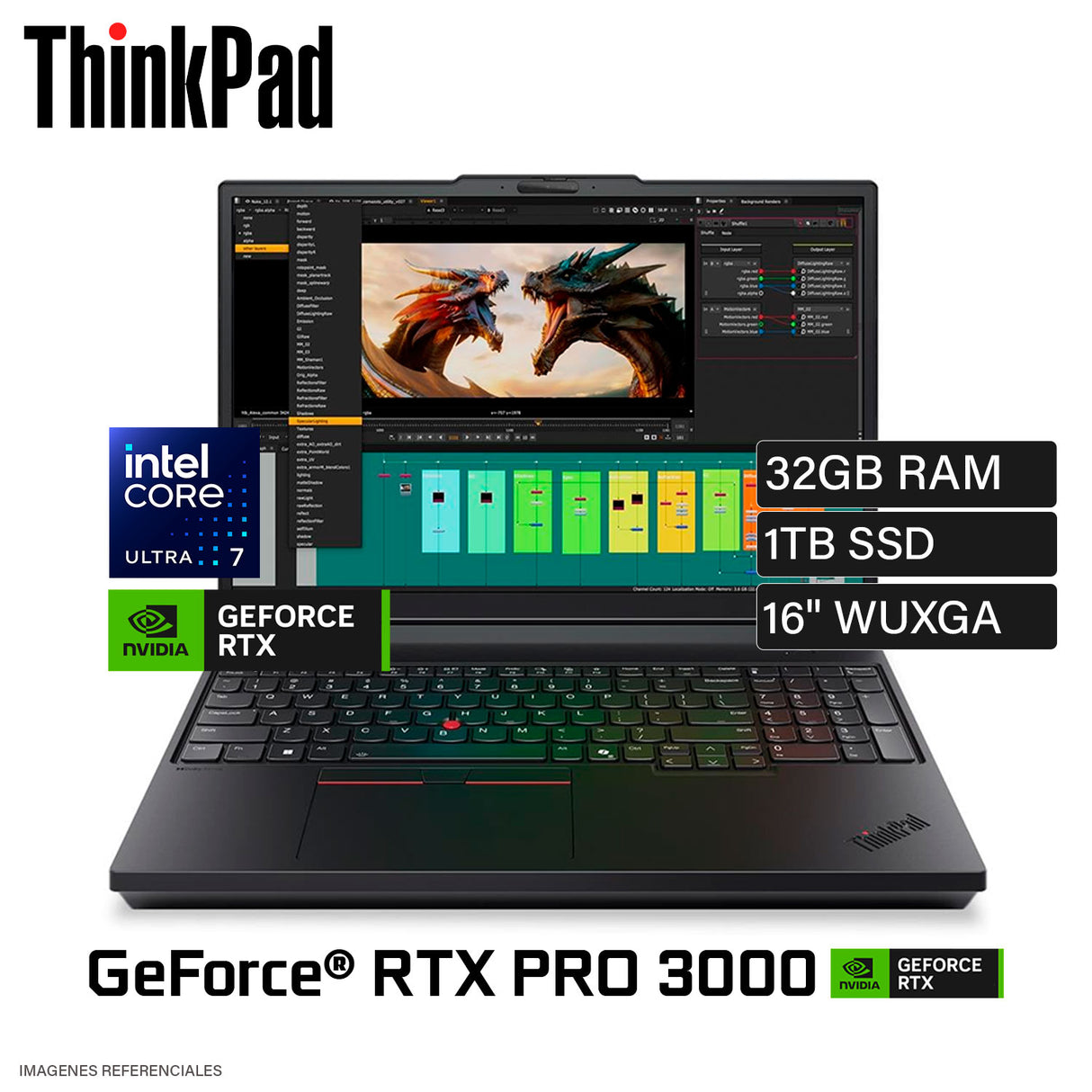 Laptop Lenovo ThinkPad P16 Gen 3 Intel Core Ultra 7 255HX 32GB RAM 1TB SSD NVIDIA RTX PRO 3000 16" WUXGA Windows 11 Pro (21RR0006LM)