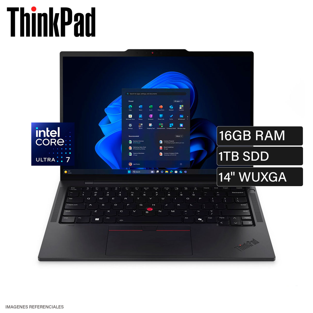 Laptop Lenovo ThinkPad T14s Gen 6 Intel Core Ultra 7 255U RAM 16 GB Disco 1 TB SSD 14" WUXGA Windows 11 Pro (21R2000RLM)