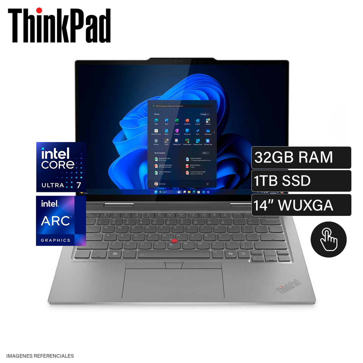 Laptop Lenovo ThinkPad X1 2-in-1 Gen 10 Aura Edition Intel Core Ultra 7 258V RAM 32GB Disco 1TB SSD 14" WUXGA Táctil Windows 11 Pro (21NV000QLM)