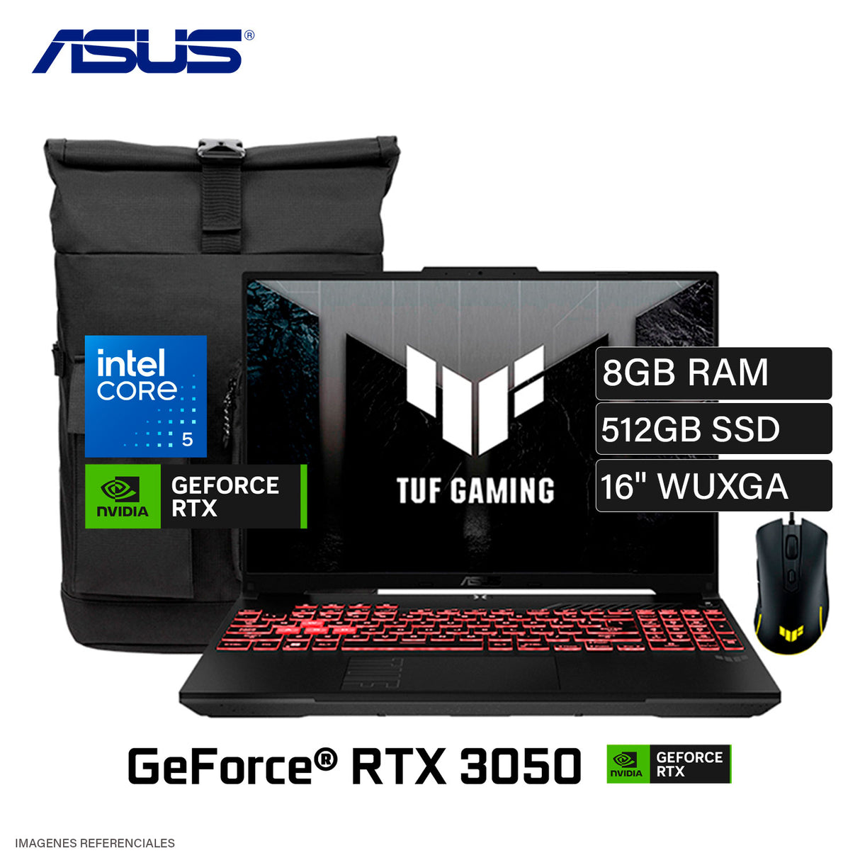 Laptop ASUS TUF Gaming F16 FX607VJB-RL209 Intel Core 5 210H Ram 8GB Disco 512GB SSD NVIDIA RTX 3050 6GB 16" WUXGA FreeDOS