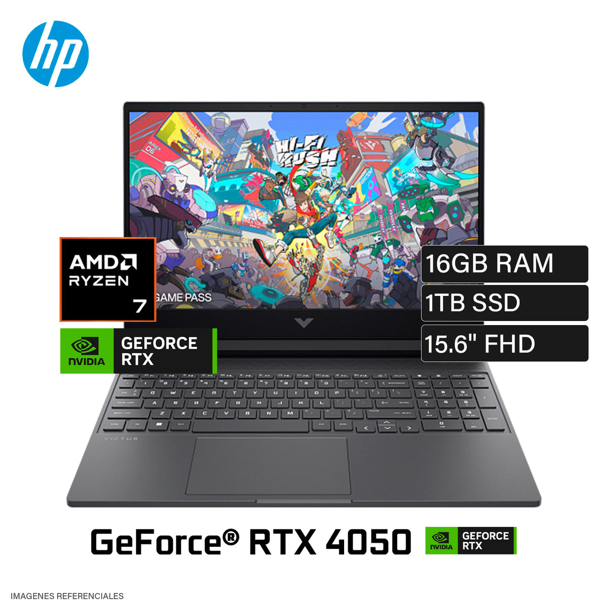 Laptop HP Victus 15-FB3013LA AMD Ryzen 7 8845HS RAM 16GB Disco 1TB SSD NVIDIA RTX 4050 6GB 15.6″ FHD FREEDOS (BF9V4LA#ABM)