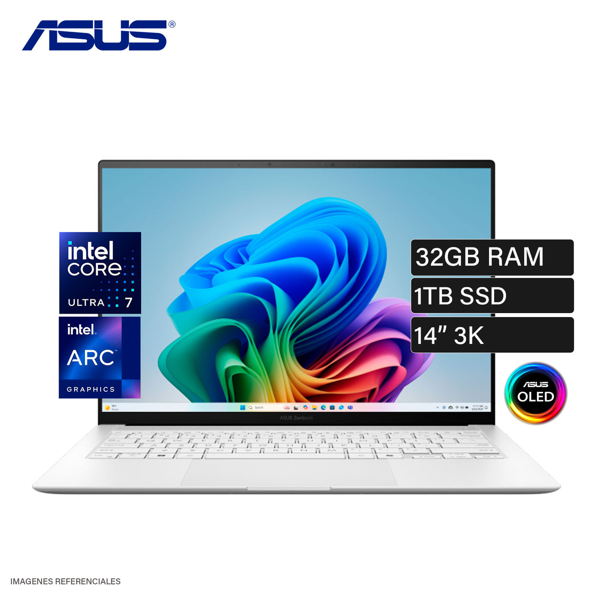 Laptop Asus Zenbook S 14 Intel Core Ultra 7 258V Ram 32GB Disco 1TB SSD 14" 3K OLED Tactil Windows 11 (90NB14F4-M00130)