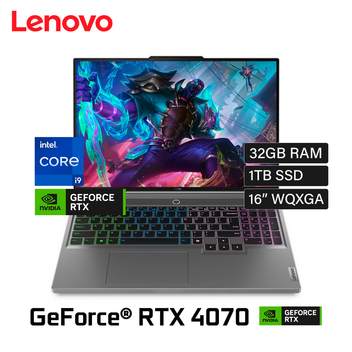 Laptop Lenovo Legion 5 16IRX9 Intel Core 9 14900HX Ram 32GB Disco 1TB SSD Video Nvidia RTX 4070 8GB 16" WQXGA Windows 11 (83DG005WUS)