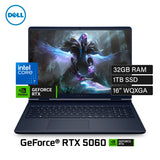 Laptop Dell AlienWare 16 Aurora Intel Core 7 240H Ram 32GB Disco 1TB SSD Video Nvidia RTX 5060 8GB 16" WQXGA Windows 11 (LAC16250-7568BLU-PUS)