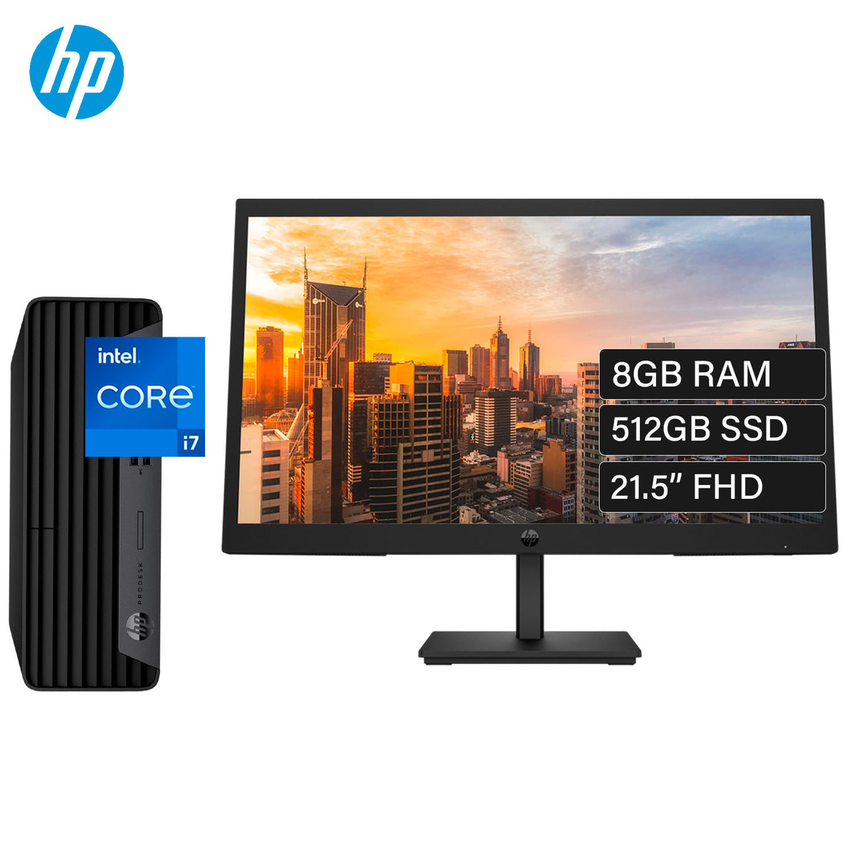 Pc Mini HP ProDesk Small 400 G7 Intel Core i5 10500 Ram 8GB Disco 512GB SSD Windows 10 Pro (3V6K1LT#ABM) Monitor HP P22v G5 21.5" FHD VGA HDMI (64V81AA#ABA)