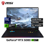 Laptop MSI Raider 18 HX AI A2XWIG-420US Intel Core Ultra 9 285HX Ram 32GB Disco 1TB SSD Video NVIDIA RTX 5080 18" WQXGA Windows 11