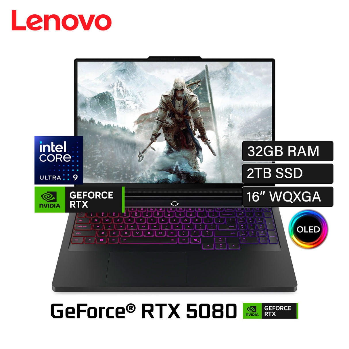 Laptop Lenovo Legion Pro 7 16IAX10H Intel Core Ultra 9 275HX Ram 32GB Disco 2TB SSD Video NVIDIA RTX 5080 16GB 16" WQXGA OLED Windows 11 (83F50052US)