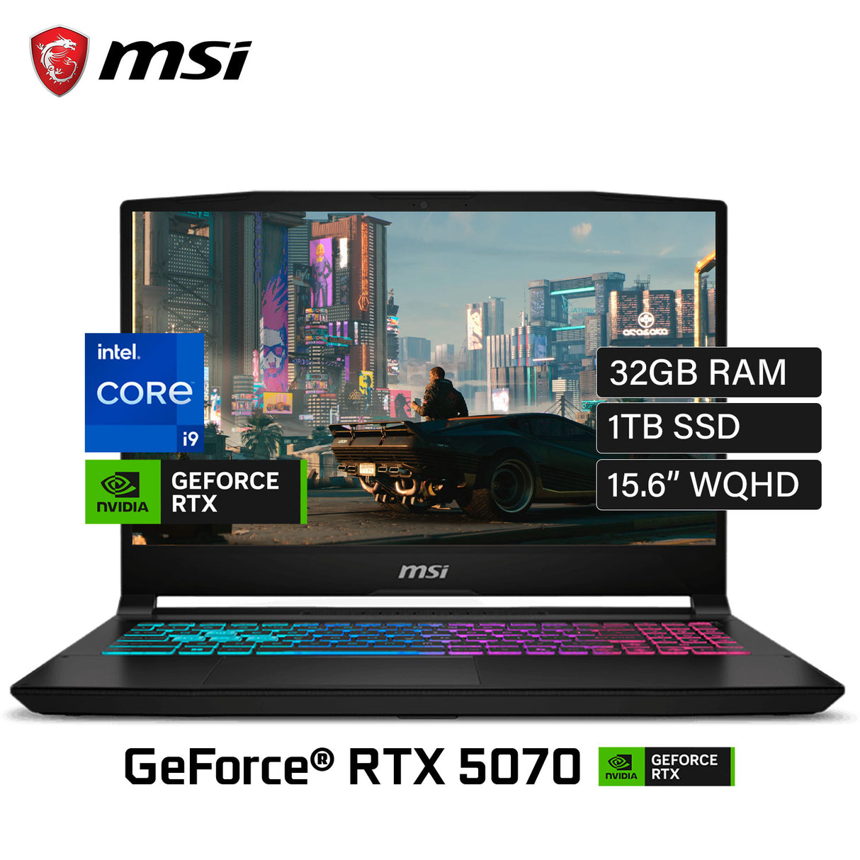 Laptop MSI Katana 15HX B14WGK-016US Intel Core i9 14900HX RAM 32GB Disco 1TB SSD Video NVIDIA RTX 5070 8GB 15.6" WQHD Windows 11