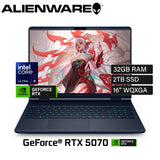 Laptop Dell Alienware Aurora 16X LAC1625 Intel Core 9 275HX Ram 32GB Disco 2TB SSD Video Nvidia RTX 5070 8GB 16" WQXGA Windows 11 (LAC16251-9582BLU-PUS)
