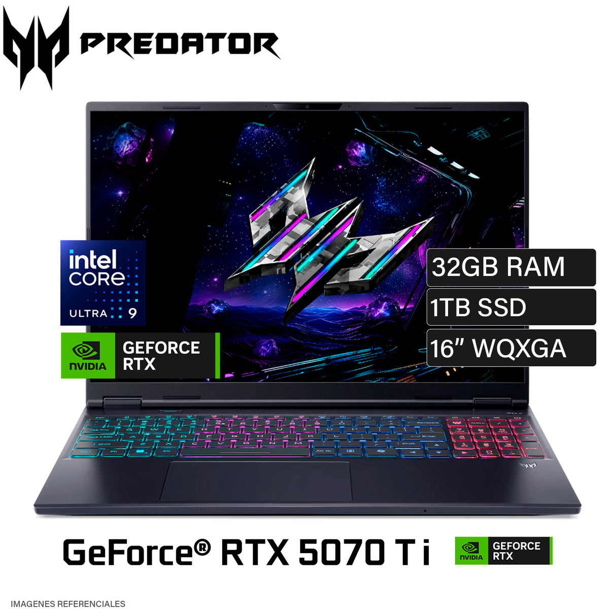 Laptop Acer Predator Helios Neos 16S PHN16S-71-98RF Intel Core Ultra 9 275HX Ram 32GB Disco 1TB SSD Nvidia RTX 5070 Ti 12GB 16" WQXGA Windows 11 (NH.U0KAA.001)