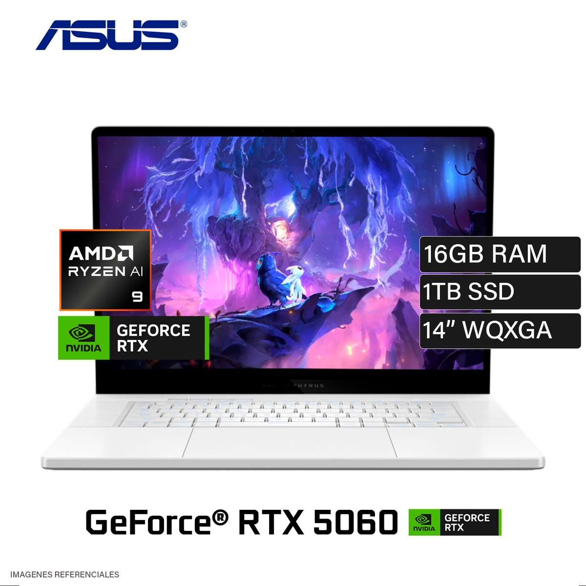 Laptop ASUS ROG ZEPHYRUS GA403UM-G14.R9HX4 Ryzen 9 270 Ram 16GB Disco 1TB SSD Video Nvidia RTX 5060 8GB 14" WQXGA OLED Windows 11