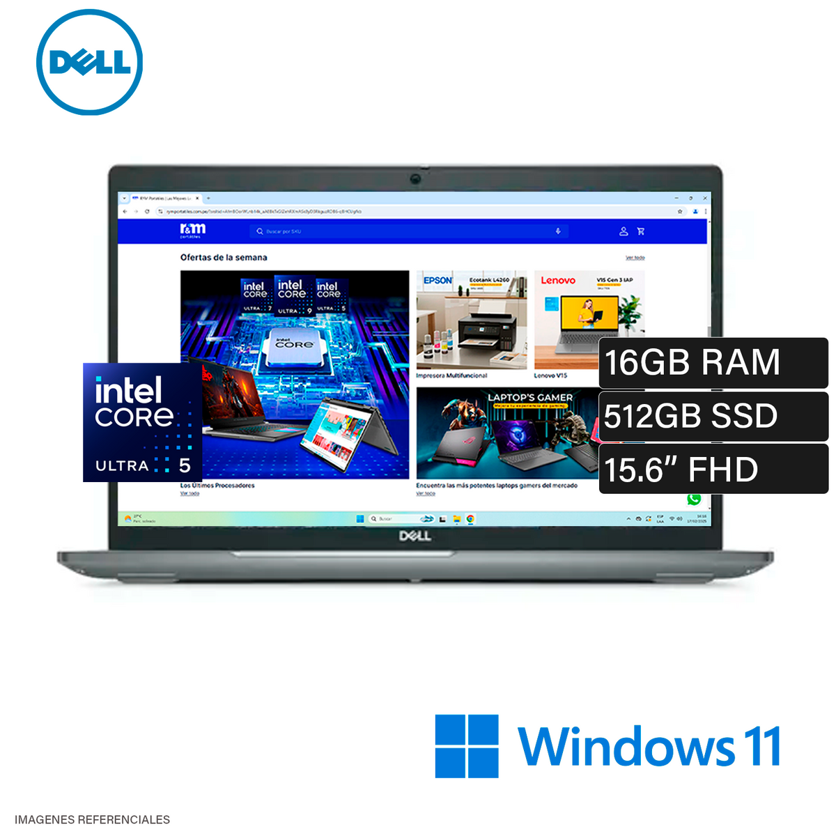 Laptop Dell Latitude 5550 Intel Core Ultra 5 125U RAM 16GB Disco 512GB SSD 15.6" FHD Windows 11 Pro Open Box