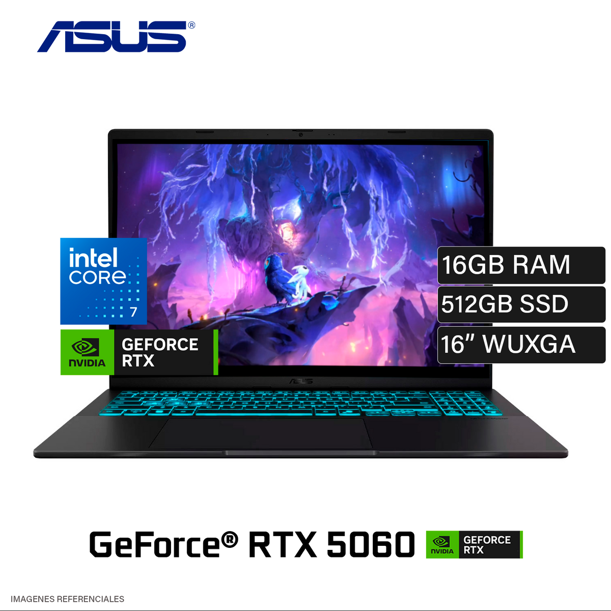 Laptop Asus V16 V3607VM Intel Core 7 240H Ram 16GB Disco 512GB SSD NVIDIA RTX 5060 8GB 16" WUXGA Windows 11
