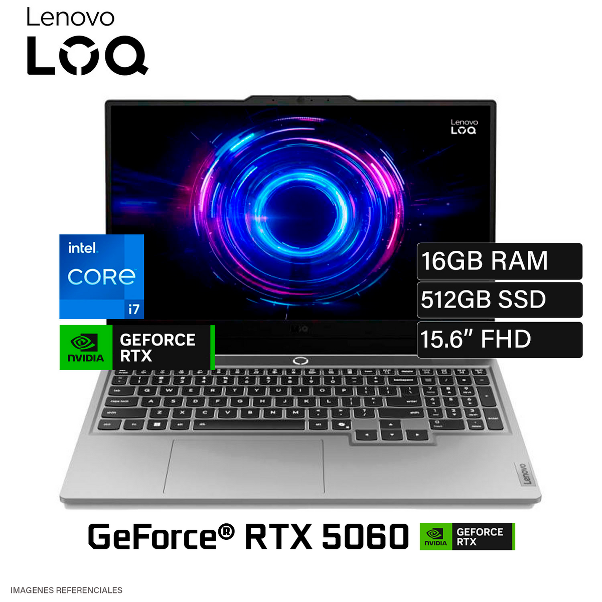 Laptop Lenovo LOQ 15IRX10 Intel Core i7-13645HX RAM 16GB Disco 512GB SSD Nvidia GeForce RTX™ 5060 8GB 15.6" FHD FreeDOS (83JE01JXLM)