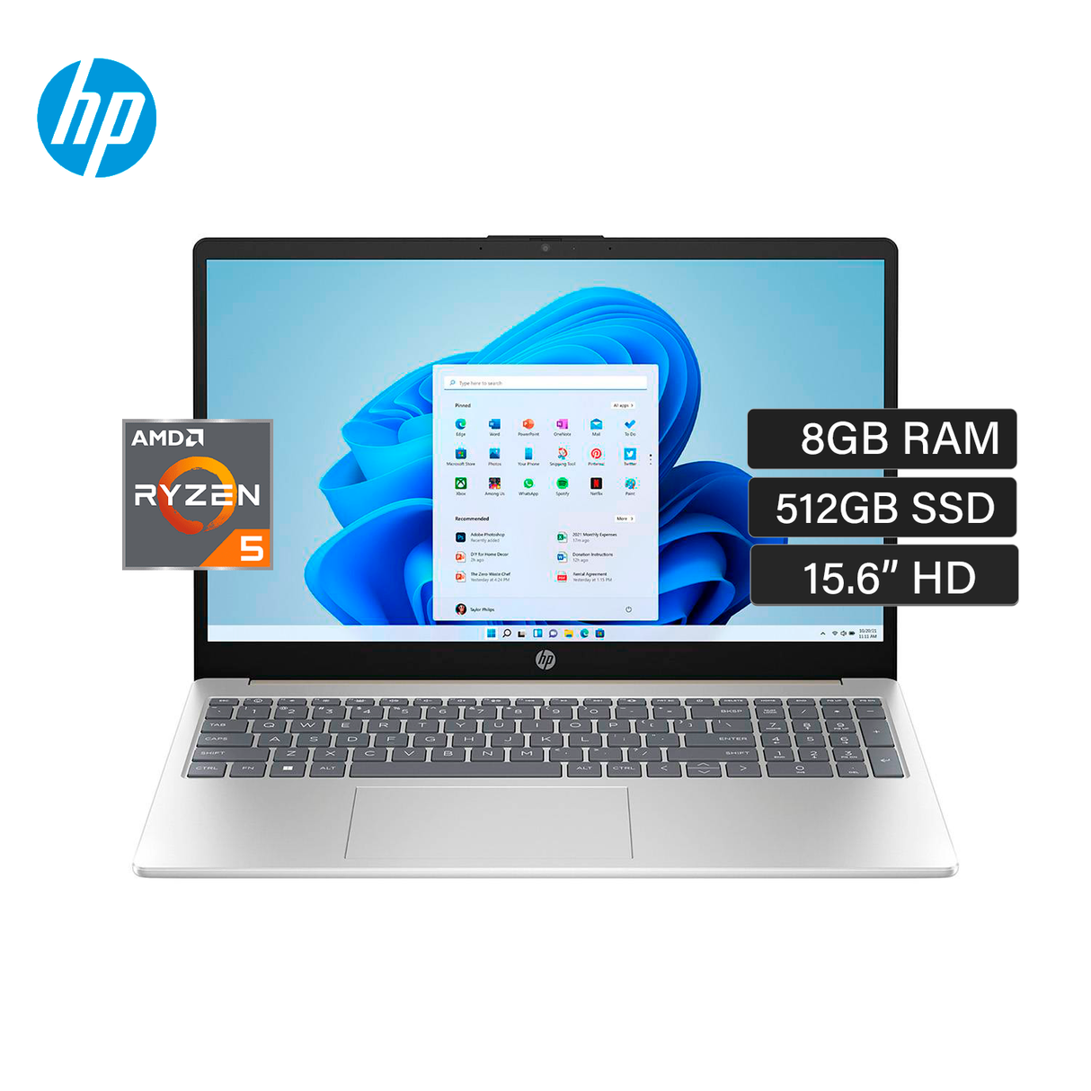 Laptop HP 15-EF2507LA Ryzen 5 5500U Ram 8GB Disco 512GB SSD 15.6" HD Windows 11