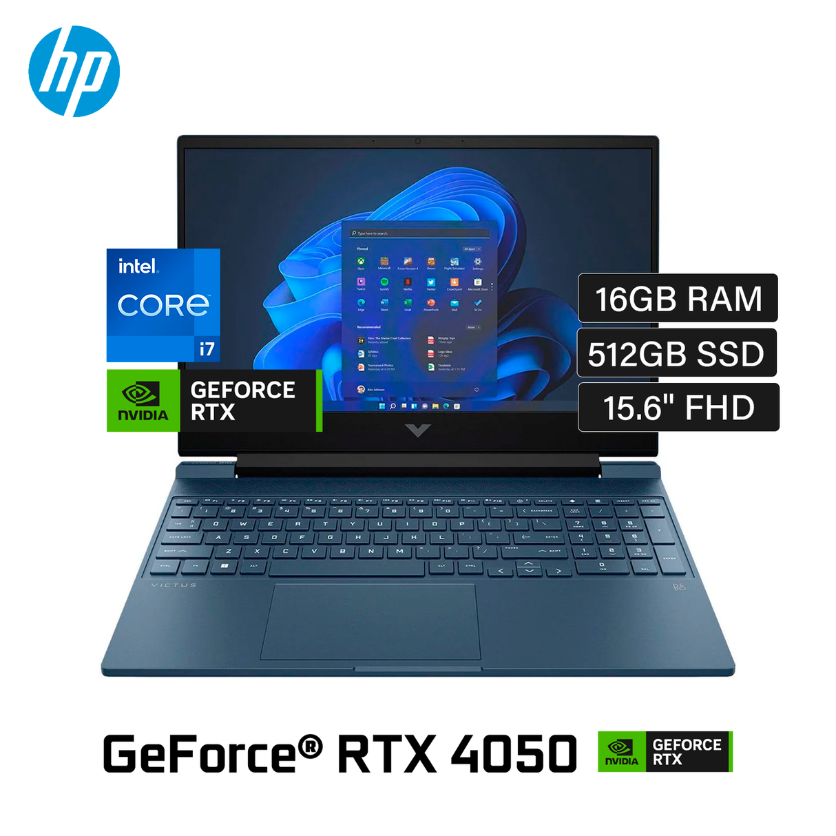 Laptop HP Victus 15-FA1163DX Intel Core i7 12650H RAM 16GB Disco 512GB SSD Video Nvidia RTX 4050 6GB 15.6" FHD Windows 11