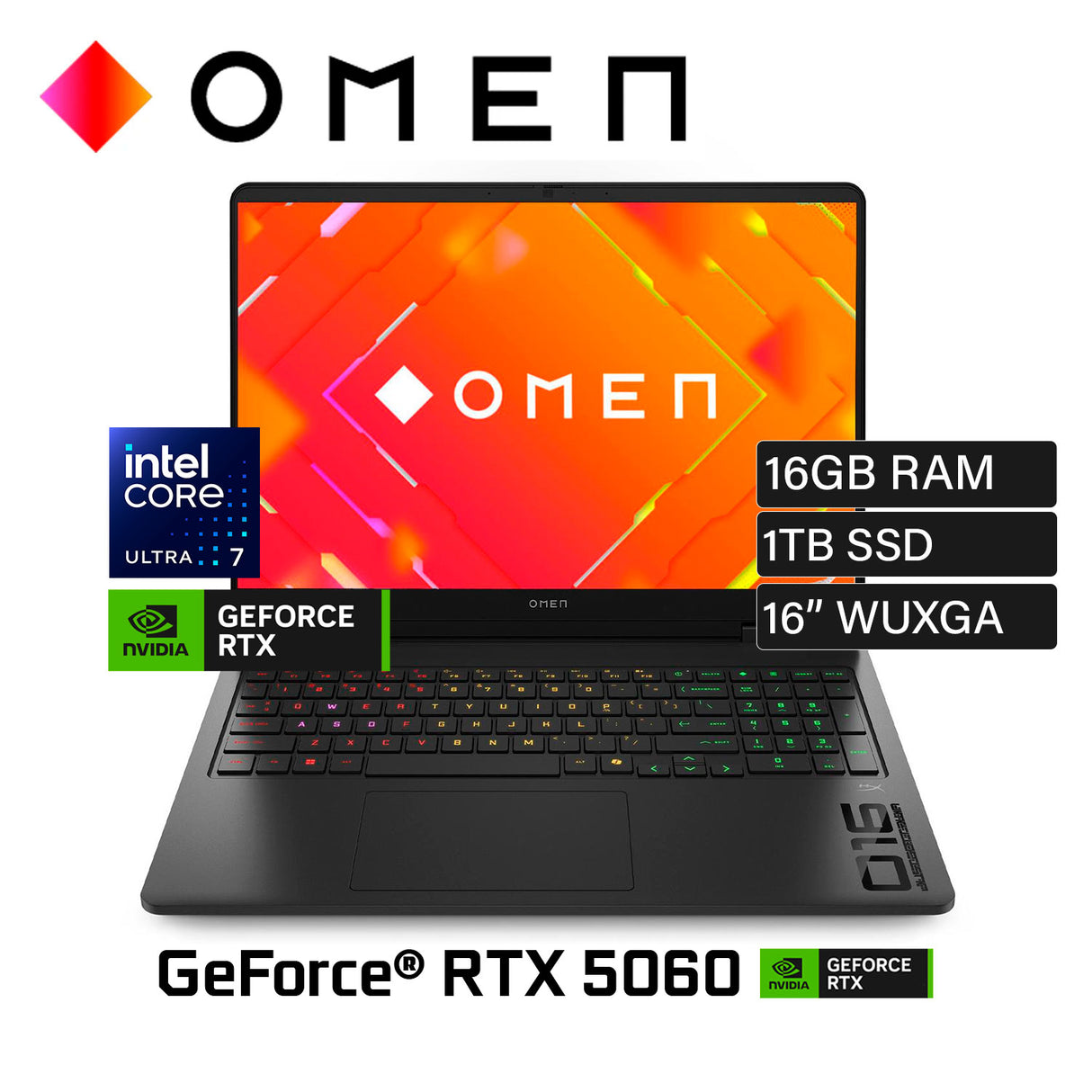 Laptop HP Omen 16-AM0073DX Intel Core Ultra 7 255HX RAM 16 GB Disco 1 TB SSD NVIDIA RTX 5060 8 GB 16″ WUXGA Windows 11