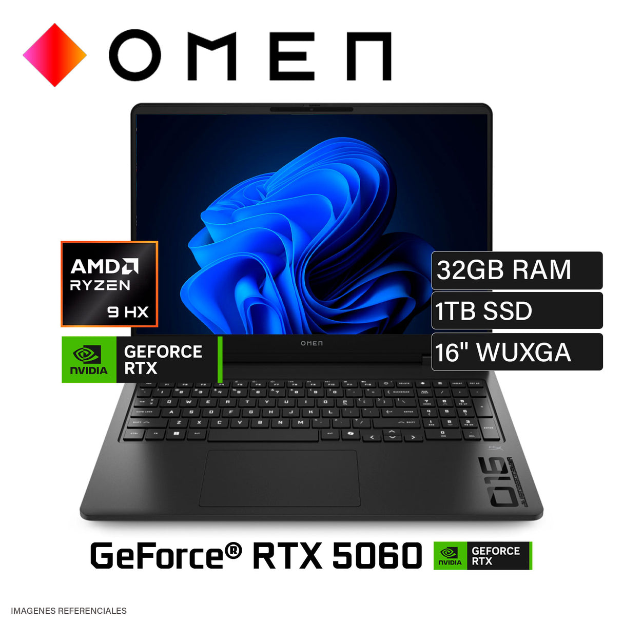 LAPTOP HP OMEM 16-AP0053DX RYZEN 9 8940HX RAM 32GB DISCO 1TB SSD NVIDIA RTX 5060 8GB 16" WUXGA WINDOWS 11 (BP1Q1UA#ABA)
