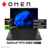 LAPTOP HP OMEM 16-AP0053DX RYZEN 9 8940HX RAM 32GB DISCO 1TB SSD NVIDIA RTX 5060 8GB 16" WUXGA WINDOWS 11 (BP1Q1UA#ABA)