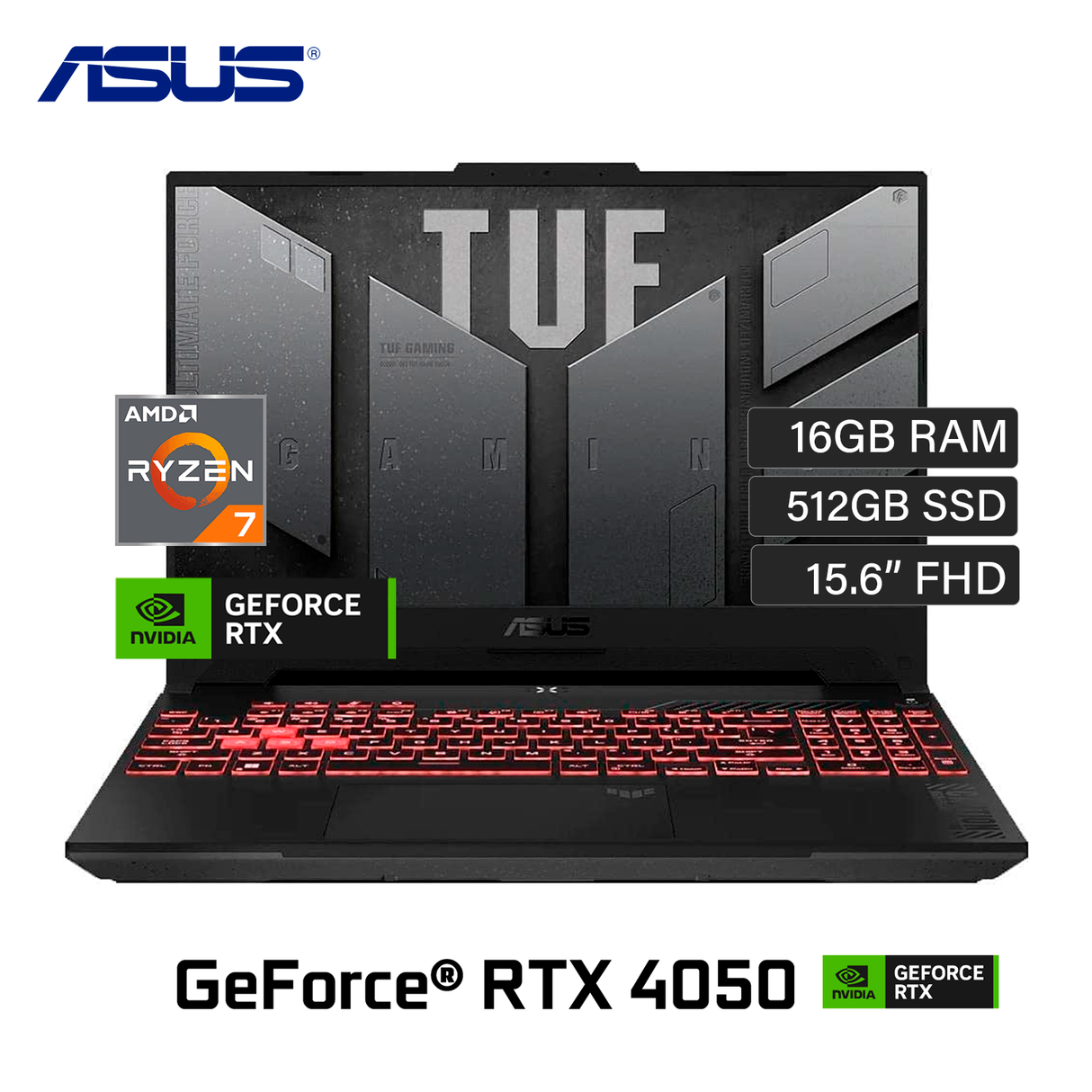 Laptop ASUS TUF Gaming FA507NU-LP031 Ryzen 7 7735HS Ram 16GB Disco 512GB SSD Video Nvidia RTX 4050 6GB 15.6" FHD FreeDos