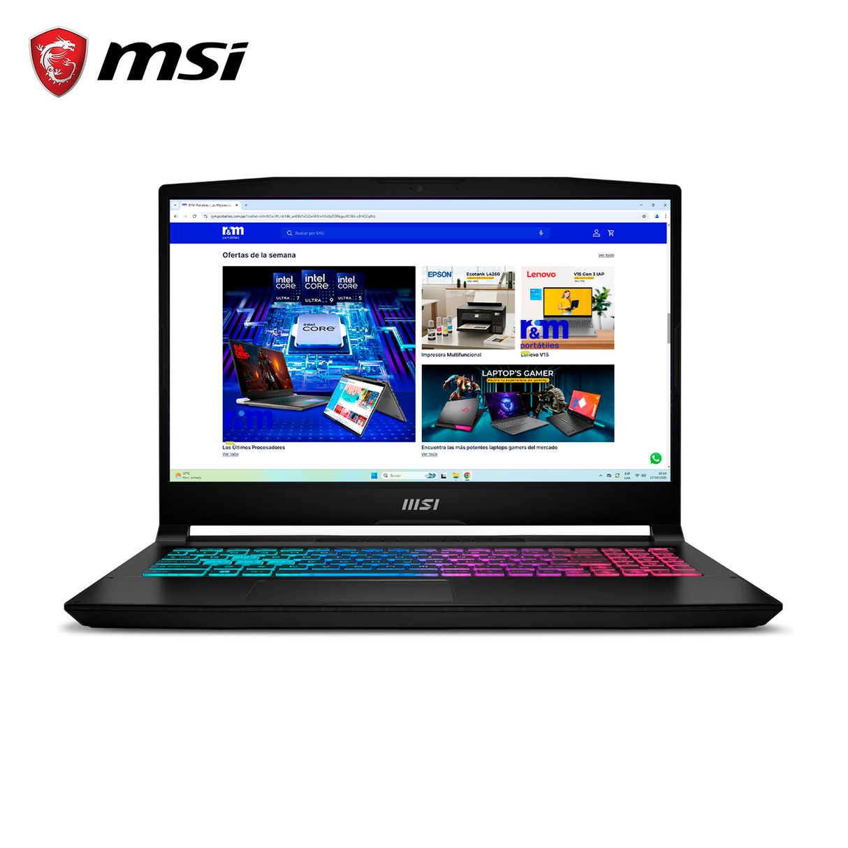 Laptop MSI Katana 15 B13VFK Intel Core i7 13620H RAM 16GB Disco 512GB SSD Video RTX 4060 8GB 15.6" FHD Windows 11