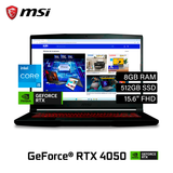 Laptop MSI Thin GF63 12VE Intel Core i5 12450H RAM 8GB Disco 512GB SSD Video 6GB Nvidia RTX 4050 15.6" FHD Windows 11