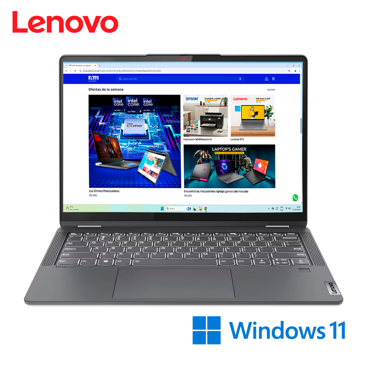 Laptop Lenovo Ideapad Flex 5 14IAU7 Intel Core i5 1235U RAM 8GB Disco 512GB SSD 14″ WUXGA Táctil W11 (82R700L5US)