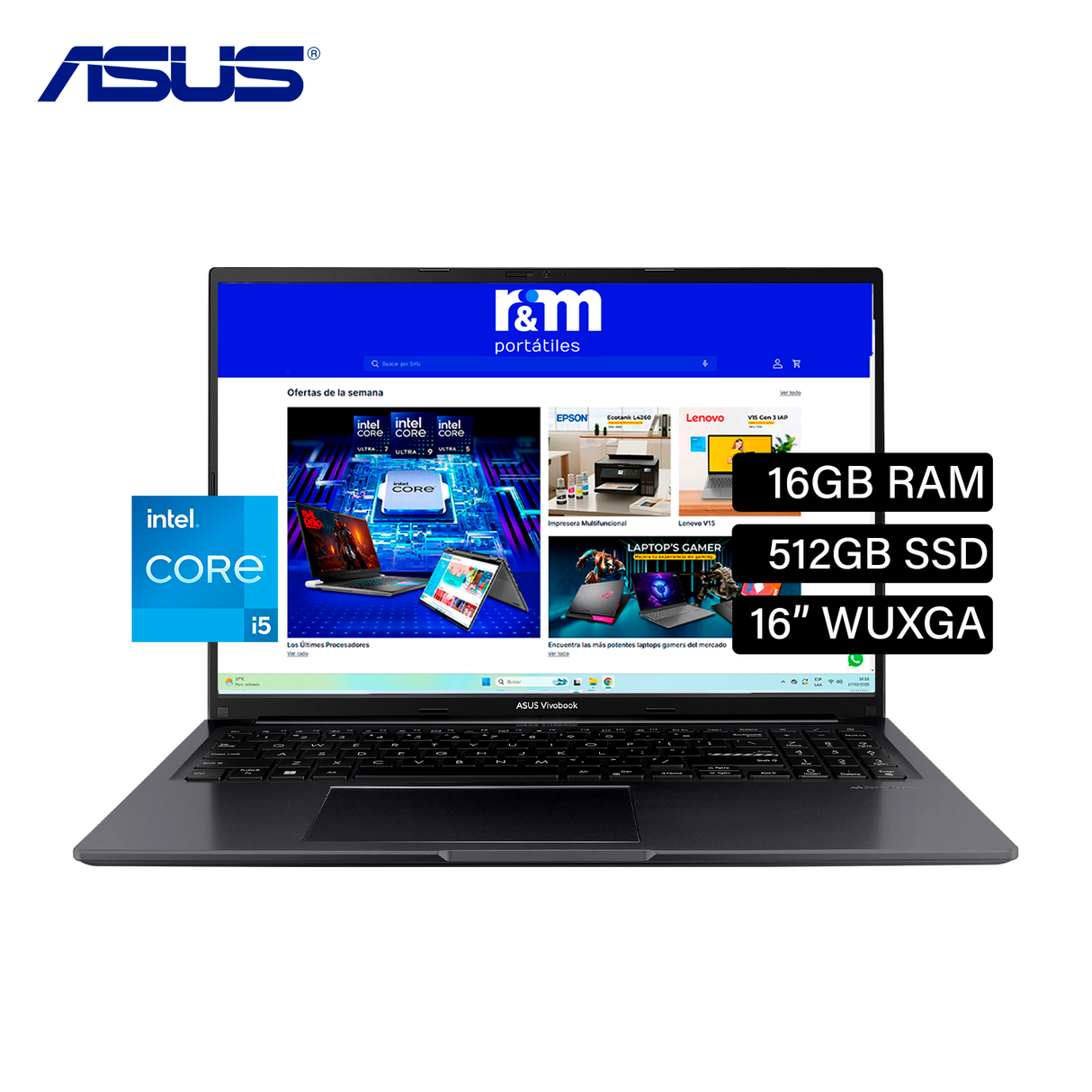 Laptop ASUS Vivobook 16 X1605ZA-MB292 Intel Core i5 12500H RAM 16GB Disco 512GB SSD 16" WUXGA FreeDos