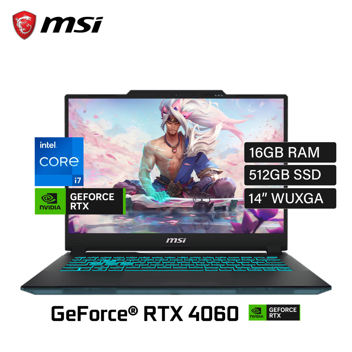 Laptop MSI Cyborg 14 A13VF-018US Intel Core I7 13620H Ram 16GB Disco 512GB SSD Video RTX 4060 8GB 14" WUXGA Windows 11