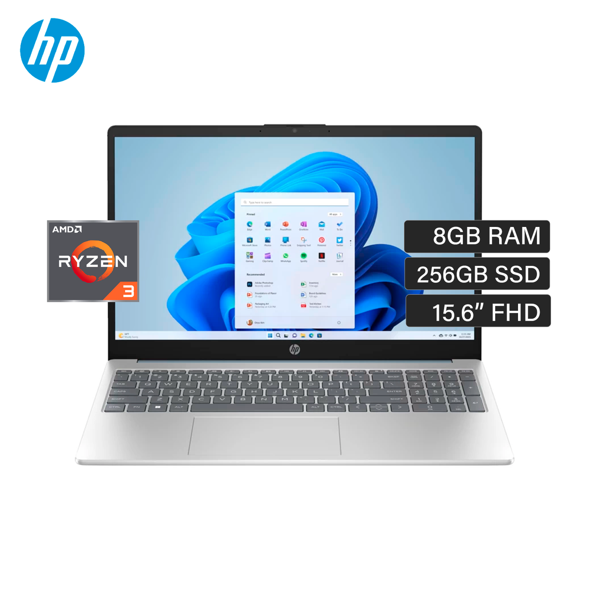 Laptop HP 15-FC0005LA AMD Ryzen 3 7320U RAM 8GB Disco 256GB SSD 15.6" FHD FreeDos