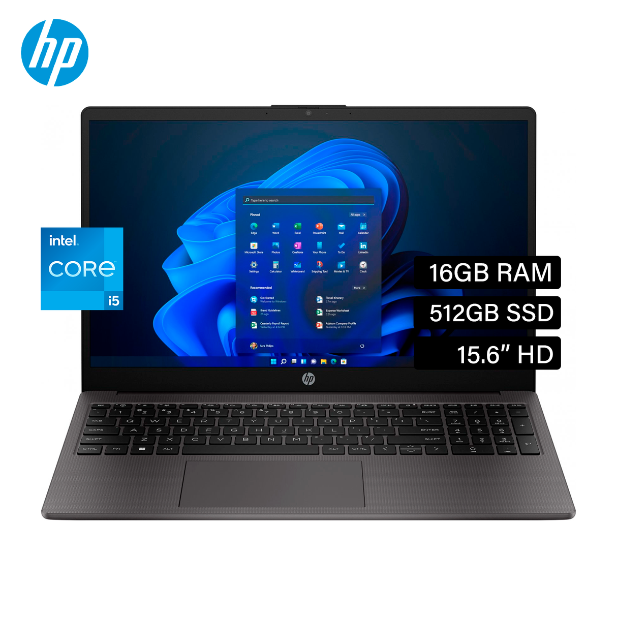 Laptop HP 250 G10 Intel Core i5 1335U RAM 16GB Disco 512GB SSD 15.6" HD Freedos