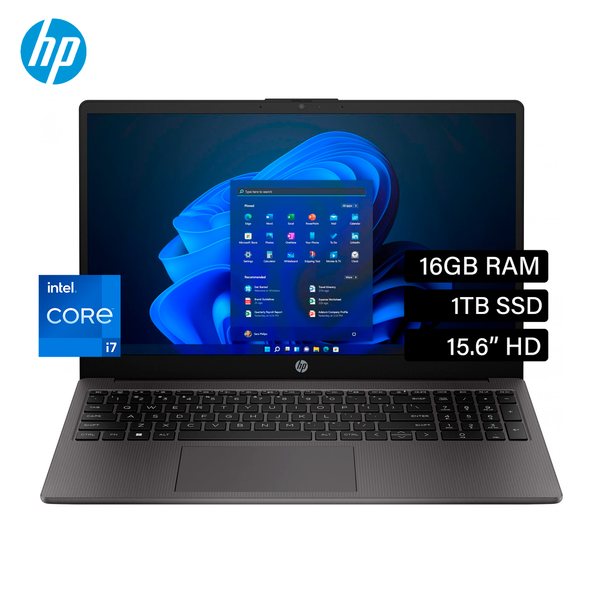 Laptop HP 250 G9 Intel Core i7 1255U Ram 16GB Disco 1TB SSD 15.6" HD Windows 11 Pro