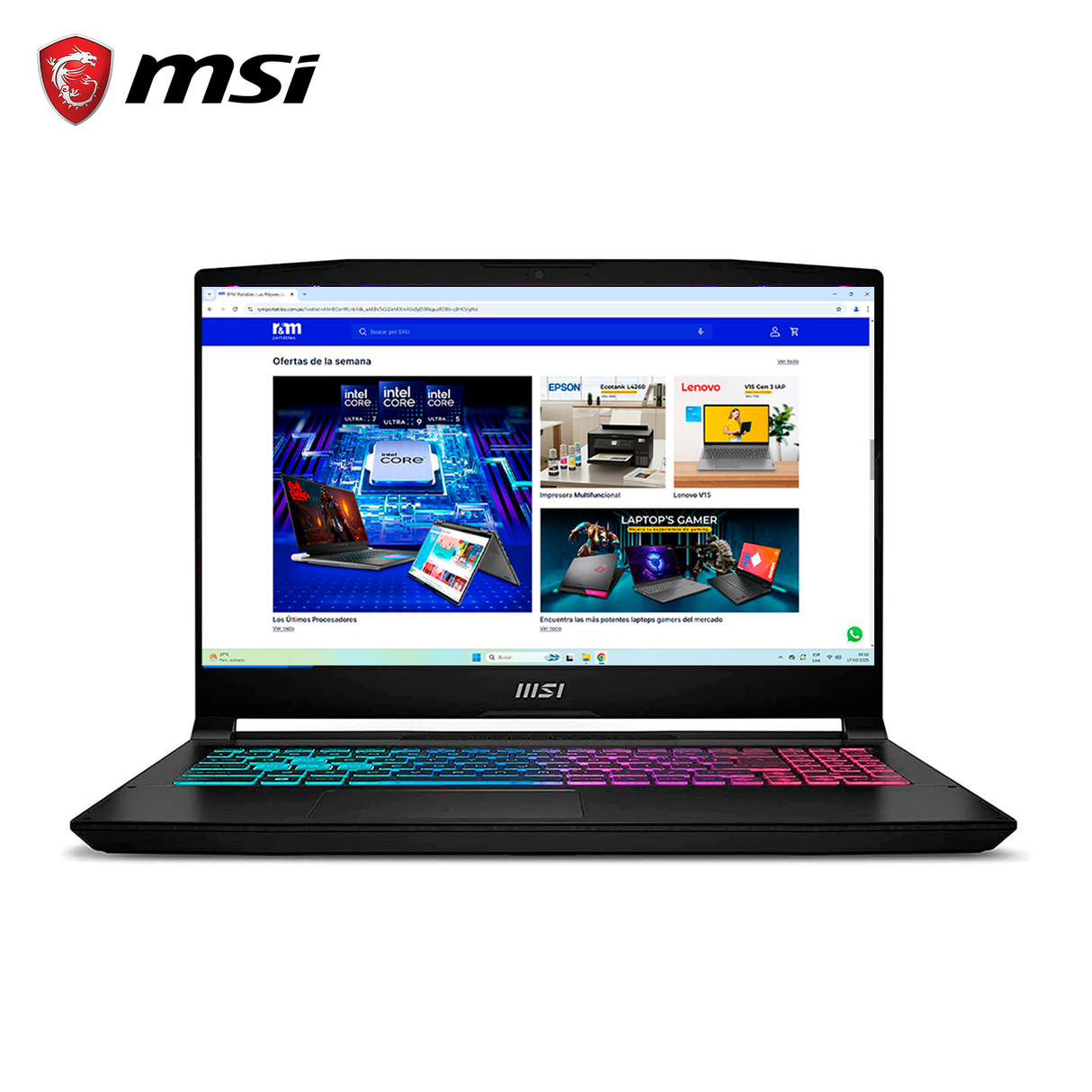 Laptop Msi Katana 15 B13VGK-484US Intel Core i7 13620H Ram 64GB Disco 2TB SSD Video Nvidia RTX 4070 8GB 15.6" FHD Windows 11