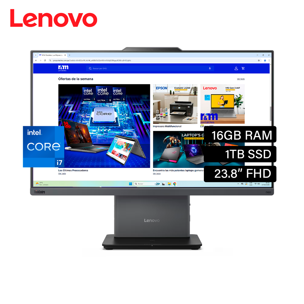 Lenovo AIO Thinkcentre NEO 50A 24 GEN 5 Intel Core i7 13620H RAM 16GB Disco 1TB SSD Windows 11 Pro