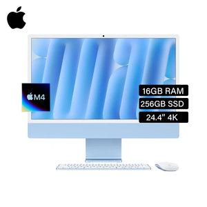 iMac Chip M4 RAM 16GB Disco 256GB SSD 24" 4.5K Blue Teclado Español (MWUF3LZ/A) Apple de 8 Núcleos