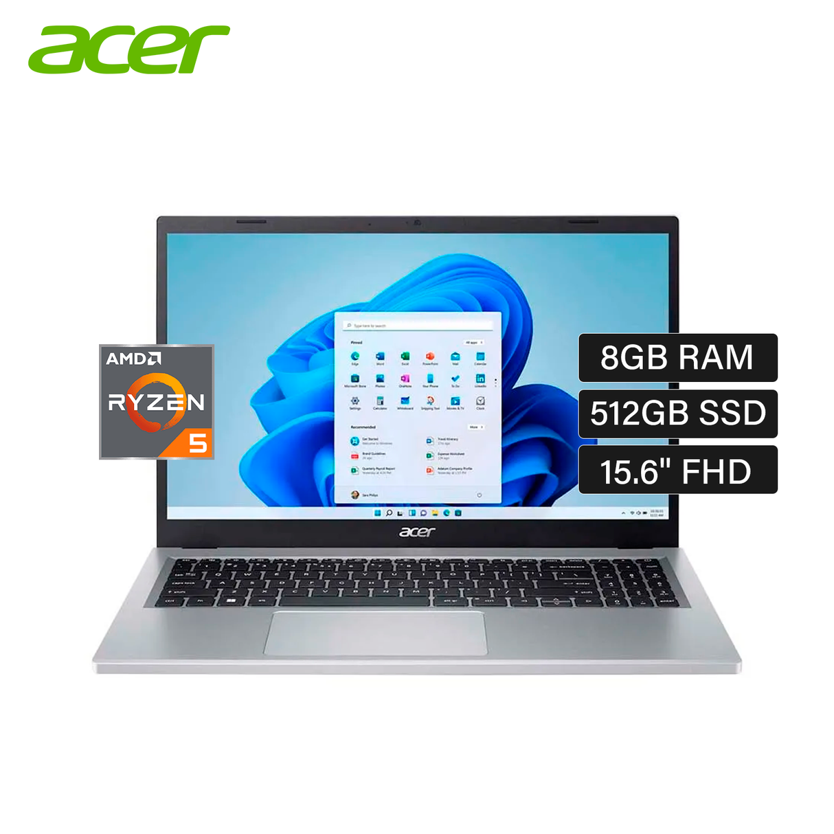 Laptop ACER Aspire 3 A315-24P-R2M5 AMD Ryzen 5 7520U RAM 8GB Disco 512GB SSD 15.6" FHD Windows 11