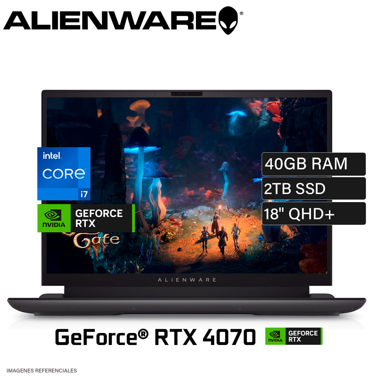Laptop Dell Alienware M18 R2 Intel Core i7 14700HX RAM 40GB Disco 2TB SSD NVIDIA RTX 4070 8GB 18" QHD+ Windows 11