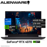 Laptop Dell Alienware M18 R2 Intel Core i7 14700HX RAM 40GB Disco 2TB SSD NVIDIA RTX 4070 8GB 18" QHD+ Windows 11